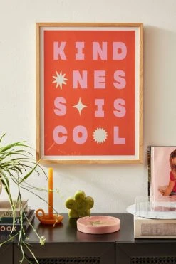 Best Pirce π₯ Nicole Goldfarb Kindness Is Cool Art Print Natural Wood Frame π₯°