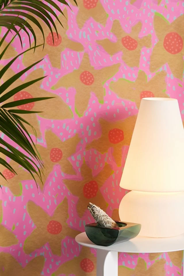 Promo π Sewzinski Retro Flowers Removable Wallpaper Pink π₯°