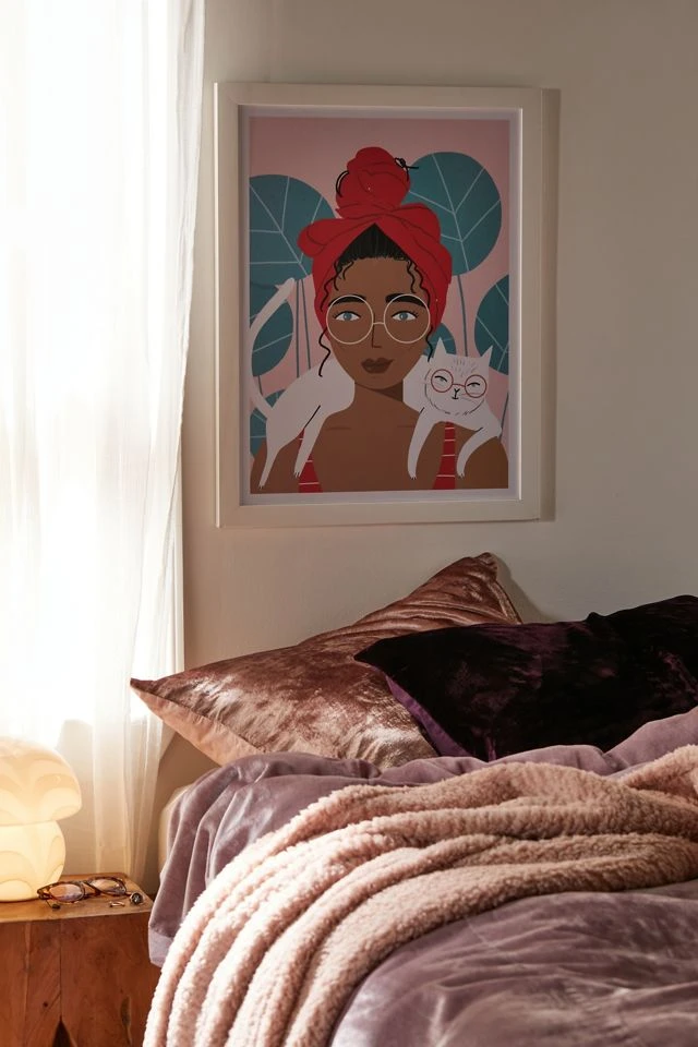 Flash Sale π Charly Clements Cat Wearing Glasses Art Print Modern White π₯°