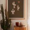 Best Pirce 👍 Urban Wild Studio Saguaro Silent Disco Olive Art Print Natural Wood Frame 🔔