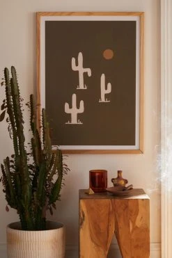 Best Pirce 👍 Urban Wild Studio Saguaro Silent Disco Olive Art Print Natural Wood Frame 🔔