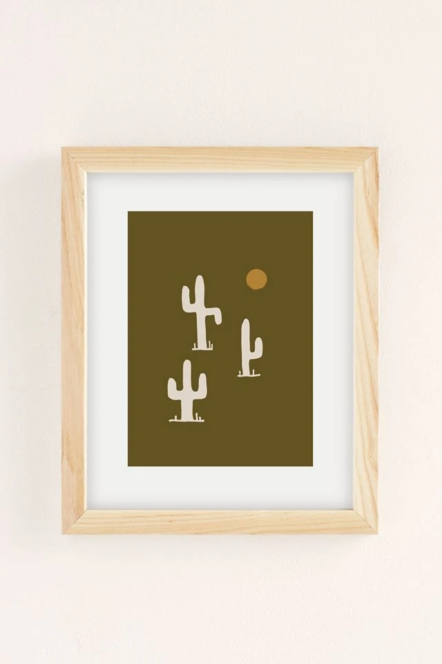 Best Pirce π Urban Wild Studio Saguaro Silent Disco Olive Art Print Natural Wood Frame π - Image 2