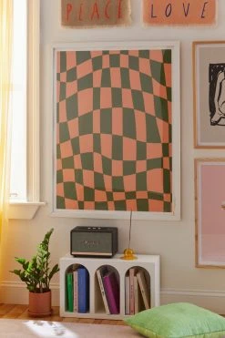 Buy 🎁 Little Dean Checkered Yellow And Green Art Print White Matte Frame 😀