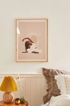 Deals 😉 Iveta Abolina Addison Yoga Girl Art Print Natural Wood Frame 🔥