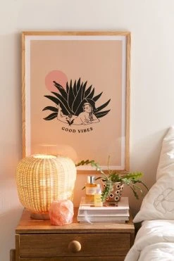 Flash Sale 😍 Hollis Callas UO Exclusive Good Vibes Art Print Natural Wood Frame 🎁