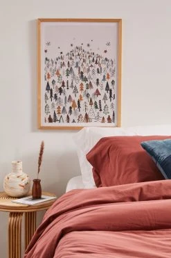 Hot Sale ⌛ Ninola Design Trees Forest Landscape Art Print Natural Wood Frame 💯