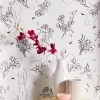 Best Pirce ⌛ Floral Figure Study Removable Wallpaper Black + White 🎉