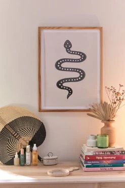 Cheapest ✨ Colour Poems Minimal Snake Art Print Natural Wood Frame 🎉