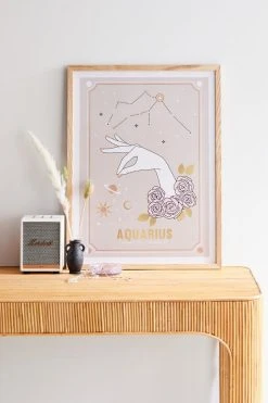 Promo π₯° Emanuela Carratoni Zodiac Series Aquarius Art Print Natural Wood Frame π