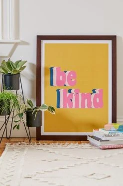 Budget 🥰 June Journal Be Kind Art Print Walnut Wood Frame 🧨