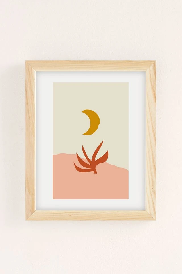 Brand new π Grace Waxing Crescent Moon Art Print Natural Wood Frame 𧨠- Image 2