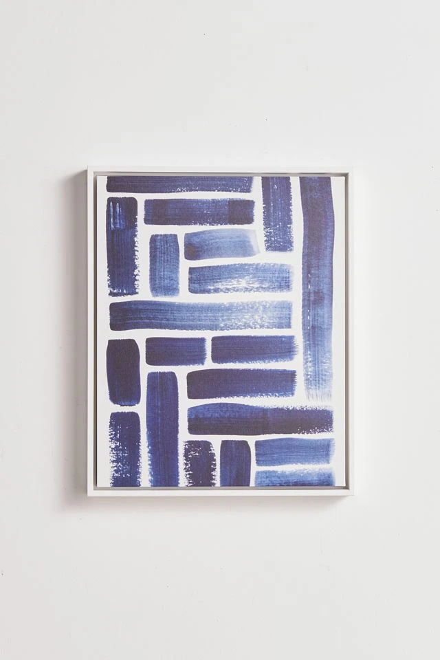 Budget π Pauline Stanley Blue Strokes Pattern Canvas Art Print White β¨ - Image 2