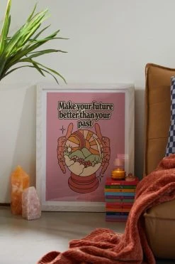 Deals 🌟 Kira Cyan Future Joy Art Print White Wood Frame 🤩