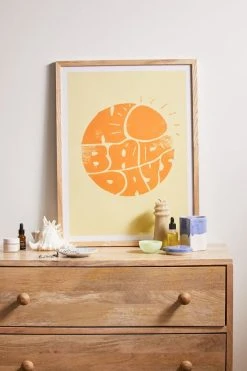 Best deal 🎁 Phirst No Bad Days Retro Sun Art Print Natural Wood Frame 😀