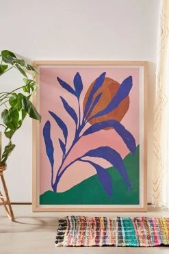 Flash Sale π Vivian Vera Blue Plant In Spring Art Print Natural Wood Frame π₯°