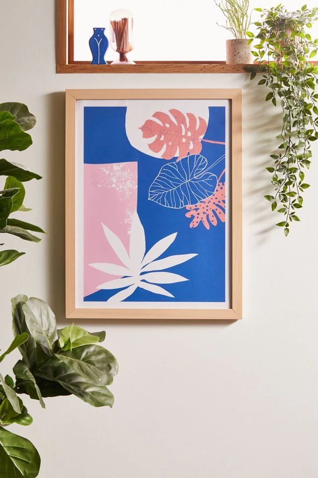 Best reviews of β DorisciciArt Pink And Blue Art Print Natural Wood Frame β
