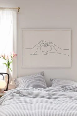 Best Sale π Explicit Design Hand Heart Art Print White Wood Frame π