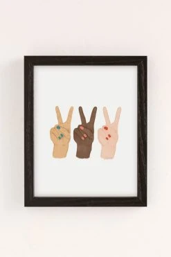 Best deal 🔥 Rachel Szo Peace Hands Art Print Black Wood Frame ⌛