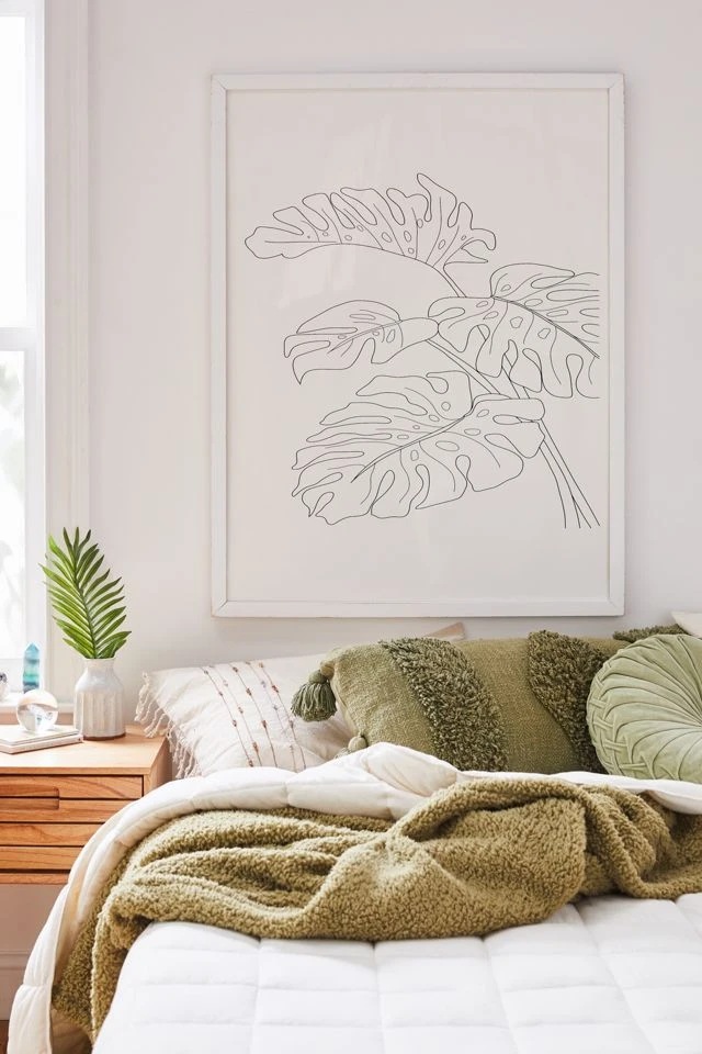 Deals π Nadja Line Art Monstera Leaves Art Print Modern White π