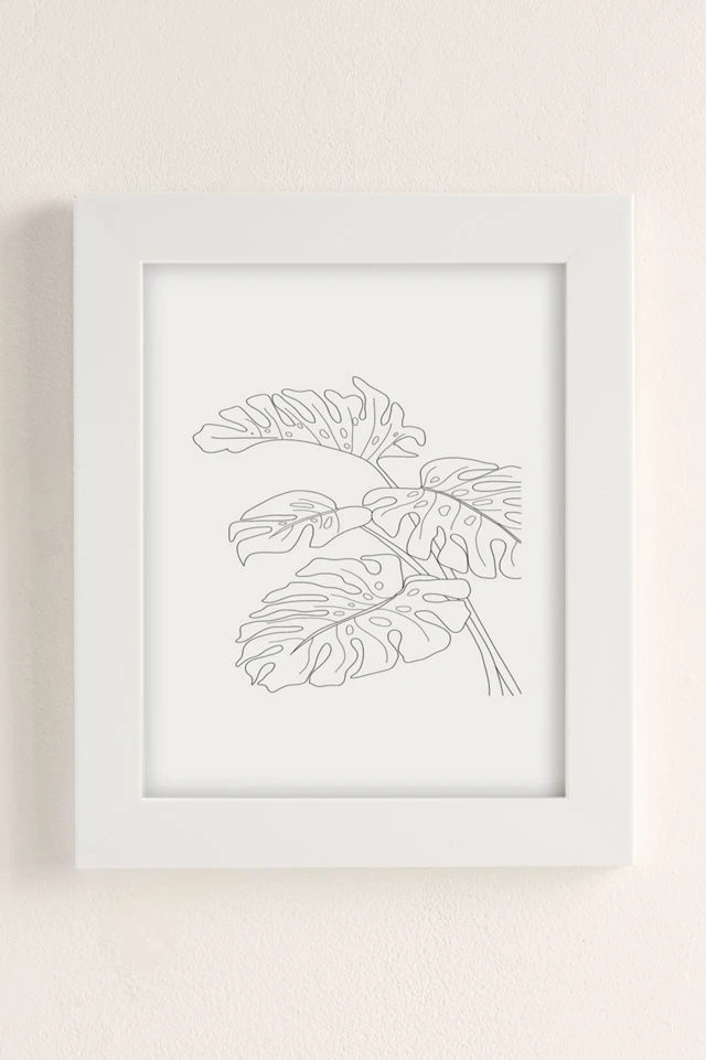 Deals π Nadja Line Art Monstera Leaves Art Print Modern White π - Image 2
