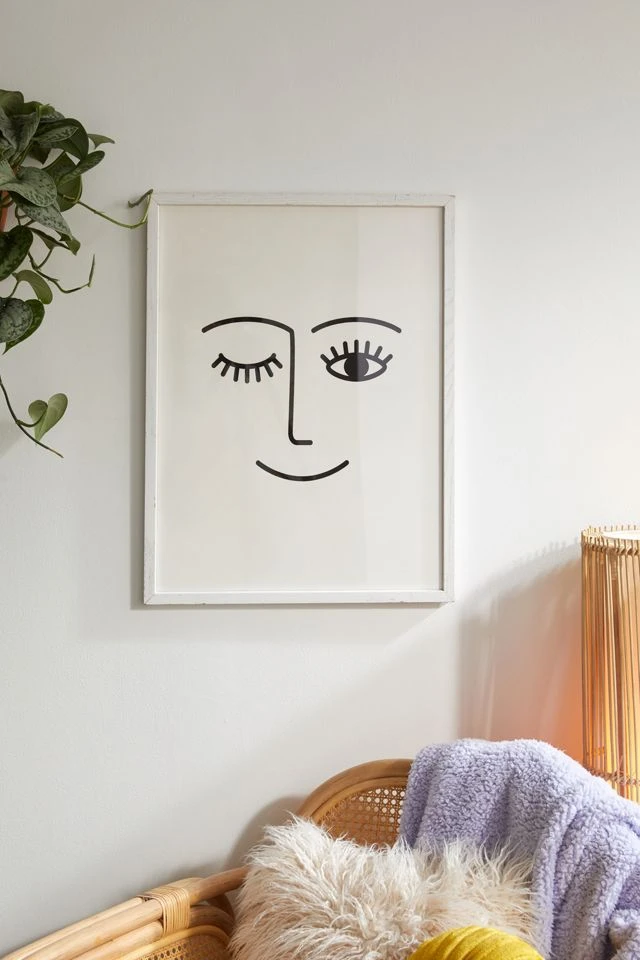 Coupon π Summer Sun Home Art Wink BW Art Print White Wood Frame β¨
