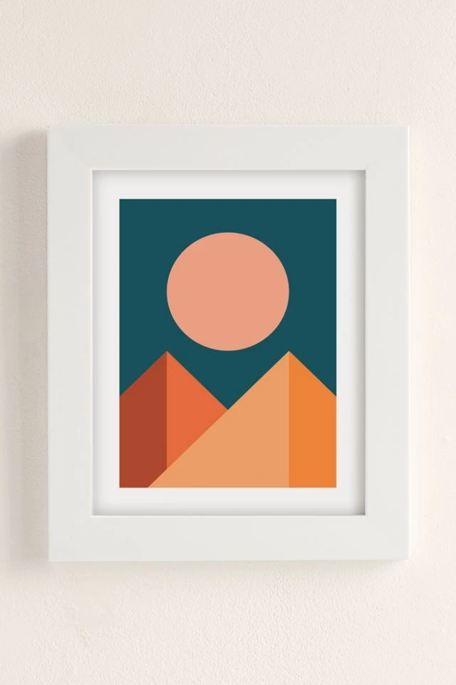 Coupon π The Old Art Studio Geometric Mountains Art Print White Matte Frame π