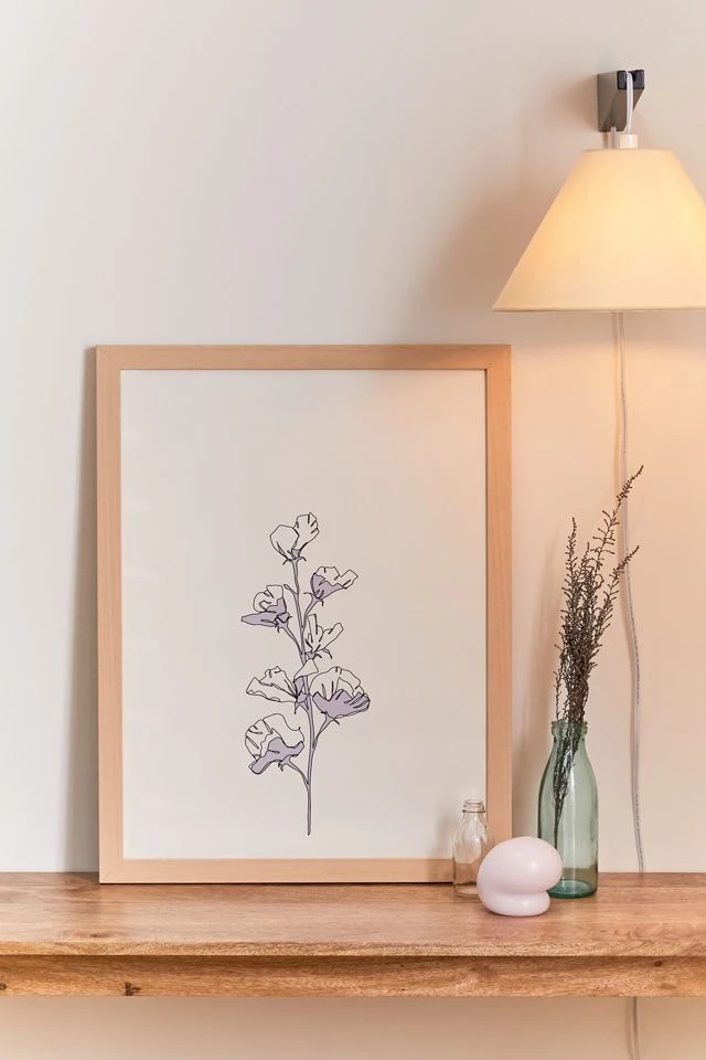 Brand new π The Colour Study Cotton Flower Illustration Natural Wood Frame β¨