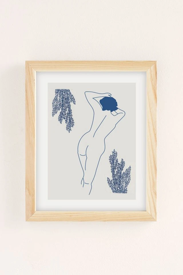 Outlet π Nicole Wargon Blue Bodied Art Print Natural Wood Frame π - Image 2