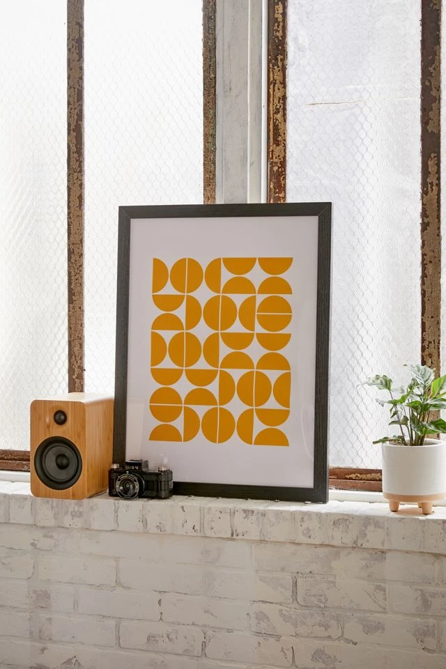 Cheap π― The Old Art Studio Mid Century Modern 04 Yellow Art Print Black Wood Frame π