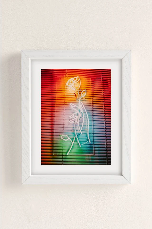 Discount β Laura Murray Neon Rose Art Print White Wood Frame π - Image 2