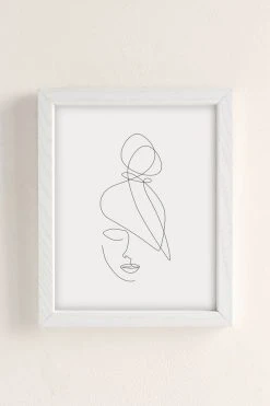 Coupon 🎁 Explicit Design Hairstyle Lines Art Print White Wood Frame ⭐