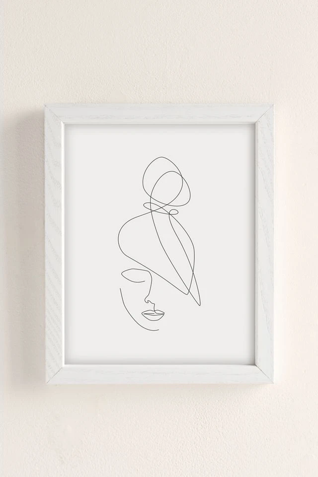 Coupon π Explicit Design Hairstyle Lines Art Print White Wood Frame β