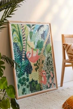 Flash Sale β€οΈ Ambers Textiles Jungle Sloth Art Print Natural Wood Frame π