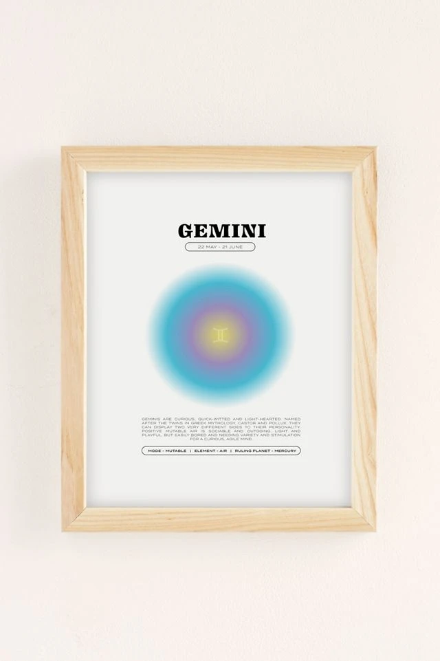 Promo π Elena Smith Gemini Zodiac Aura Art Print Natural Wood Frame π
