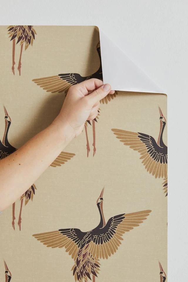 Wholesale β Iveta Abolina Deep Brown Cranes Removable Wallpaper Brown π - Image 3