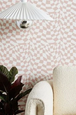 Best Pirce 🌟 Little Dean Checkers Coral 🌞 Summer Beach Removable Wallpaper Multi 🎁