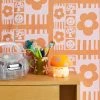 Cheap 👍 Sewzinski Flowers And Smiles Pink Orange Removable Wallpaper Orange 🎁