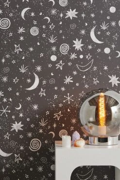 Best Pirce ✔️ Celestial Removable Wallpaper Black ✨