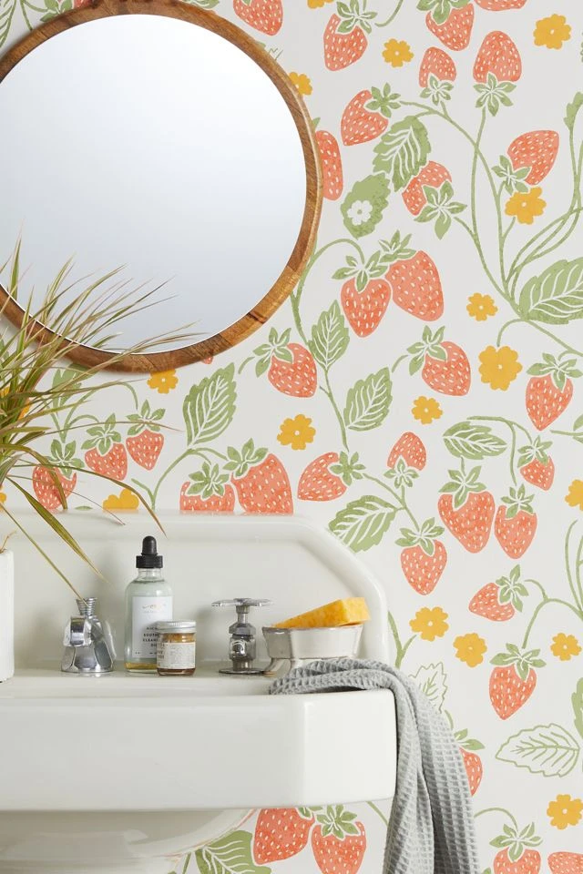 Flash Sale β€οΈ Strawberry Removable Wallpaper Ivory π₯°