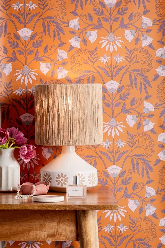 Best Sale π Camille Floral Removable Wallpaper Rust π