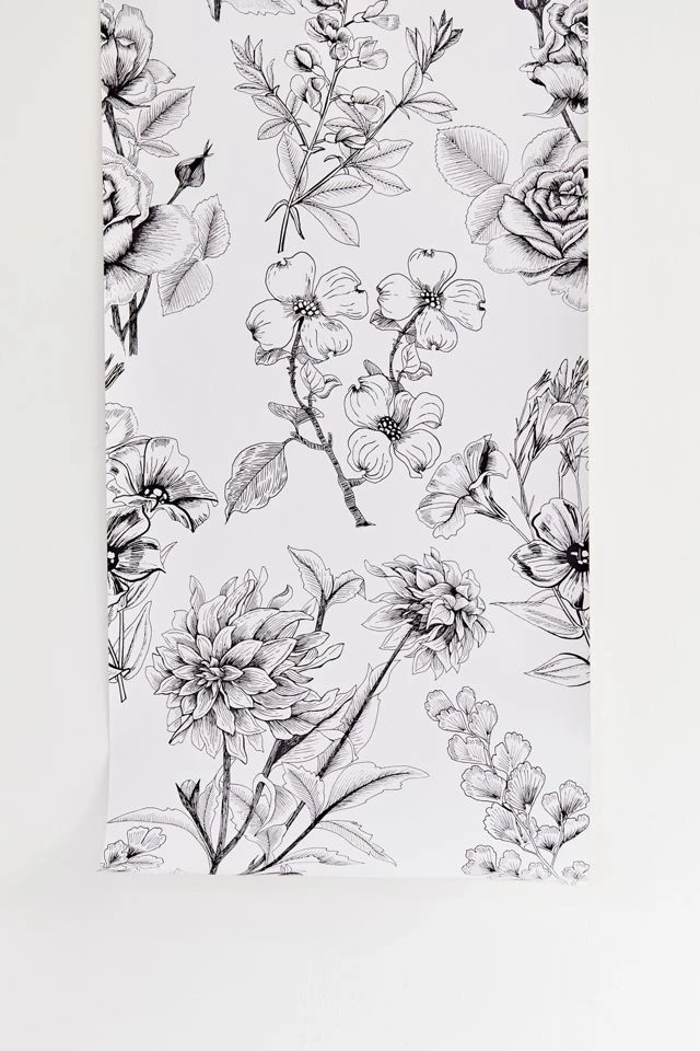 Flash Sale π McKenna Etched Floral Removable Wallpaper Black + White π€© - Image 2