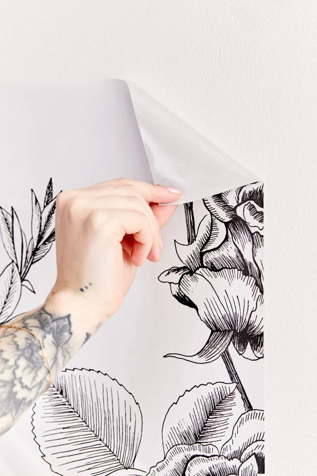 Flash Sale π McKenna Etched Floral Removable Wallpaper Black + White π€© - Image 3