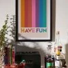 Coupon 🥰 ShowMeMars Vintage Rainbow Have Fun Art Print Black Wood Frame 🥰