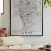 Wholesale ⌛ MultipliCITY Buffalo White Map Art Print Walnut Wood Frame 🛒