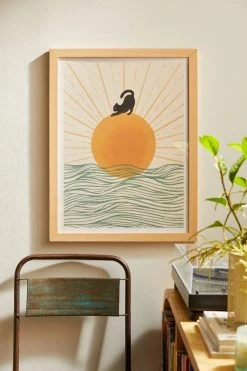 Buy ❤️ Jimmy Tan Good Morning Meow 7 Sunny Day Art Print Natural Wood Frame 🌟