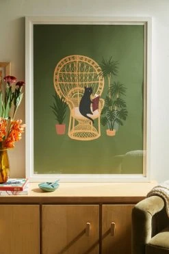 Best deal 😉 Jimmy Tan Hidden Cat 51 Private Forest Art Print White Wood Frame ❤️