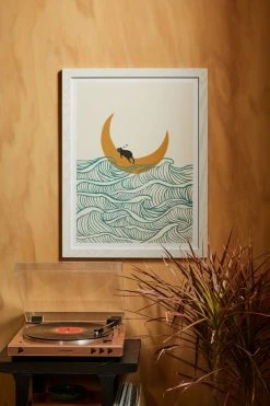 Outlet 💯 Jimmy Tan Good Night Meow 1 Art Print White Wood Frame 🤩