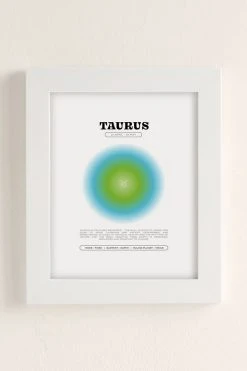 New 🔥 Elena Smith Taurus Zodiac Aura Art Print White Matte Frame ⭐