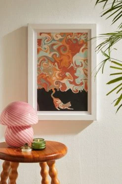 Budget β€οΈ Jimmy Tan Rainbow Cat 4 Yoga Meow Art Print White Wood Frame π