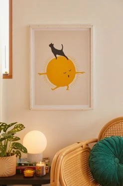 Outlet 🧨 Jimmy Tan Meowing 9 Yoga Warrior II Art Print White Wood Frame 😍